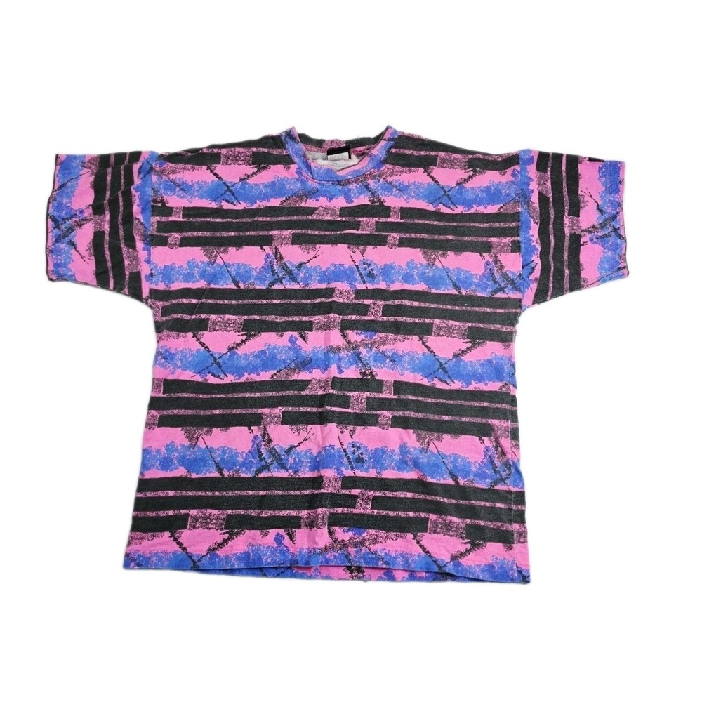 Vintage Hobie Abstract Striped Shirt M Single Stitch Made In USA Surfing